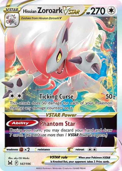 Hisuian Zoroark VSTAR #147/196 Holofoil Pokémon card from Lost Origin