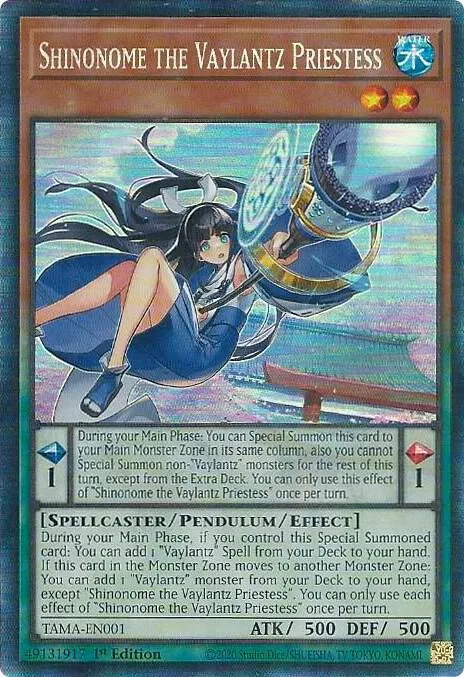 Shinonome the Vaylantz Priestess Collector's Rare TAMA-EN001 Yu-Gi-Oh card from Tactical Masters