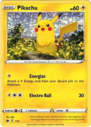 Pikachu - 7/15 #007/015 Holofoil Pokémon card from McDonald's Promos 2022