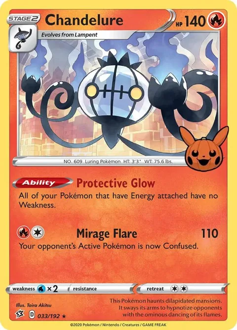 Chandelure #033/192 Holofoil Pokémon card from Trick or Trade BOOster Bundle