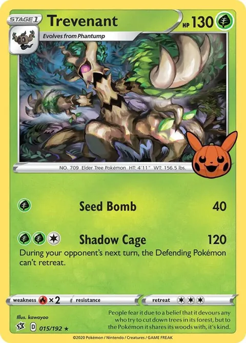 Trevenant #015/192 Holofoil Pokémon card from Trick or Trade BOOster Bundle