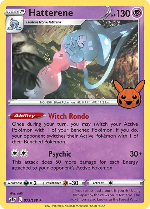 Hatterene #073/198 Holofoil Pokémon card from Trick or Trade BOOster Bundle