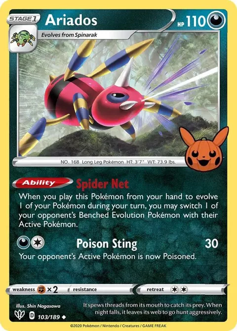 Ariados #103/189 Pokémon card from Trick or Trade BOOster Bundle