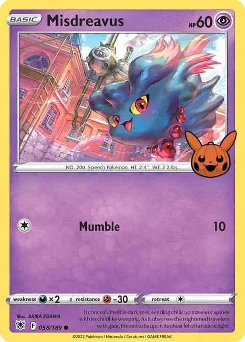 Misdreavus #058/189 Pokémon card from Trick or Trade BOOster Bundle