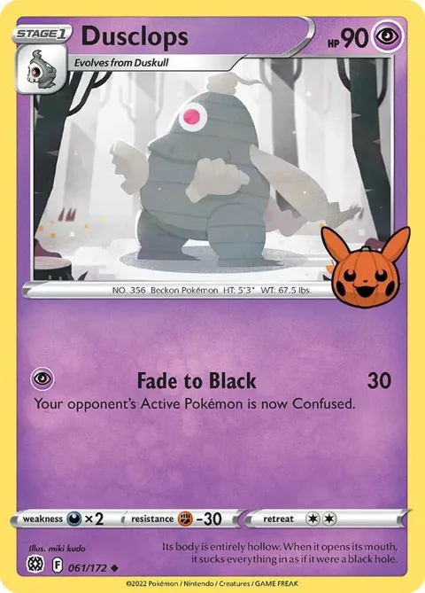 Dusclops #061/172 Pokémon card from Trick or Trade BOOster Bundle