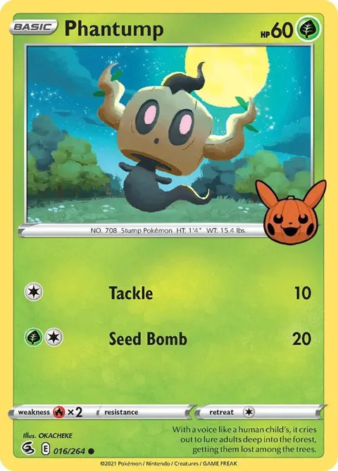 Phantump #016/264 Pokémon card from Trick or Trade BOOster Bundle