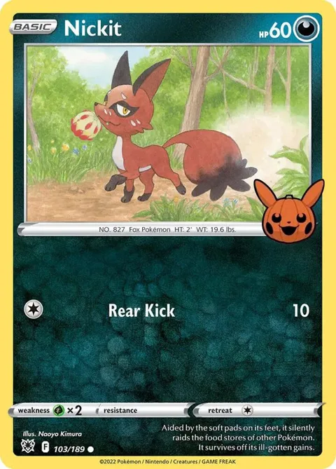 Nickit #103/189 Pokémon card from Trick or Trade BOOster Bundle