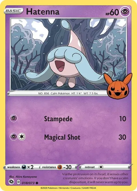 Hatenna #018/073 Pokémon card from Trick or Trade BOOster Bundle