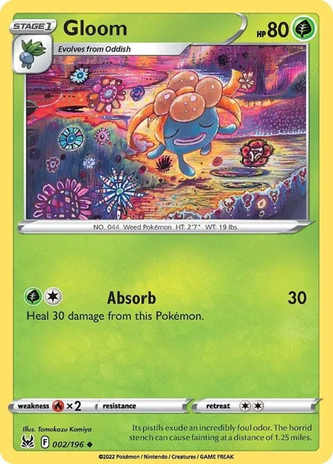 Gloom #002/196 Reverse Holofoil Pokémon card from Lost Origin