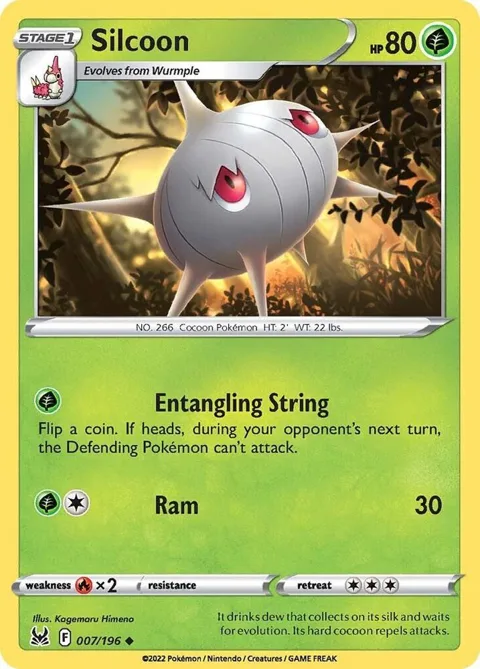 Silcoon #007/196 Pokémon card from Lost Origin