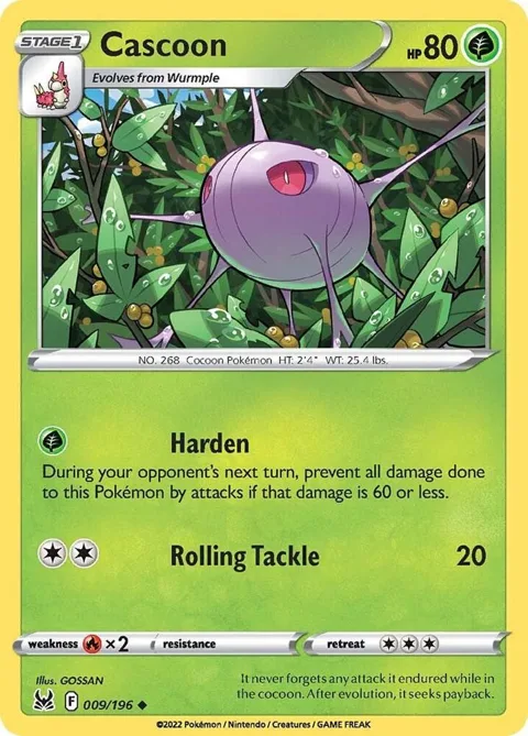 Cascoon #009/196 Reverse Holofoil Pokémon card from Lost Origin