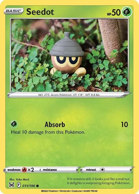 Seedot #011/196 Reverse Holofoil Pokémon card from Lost Origin