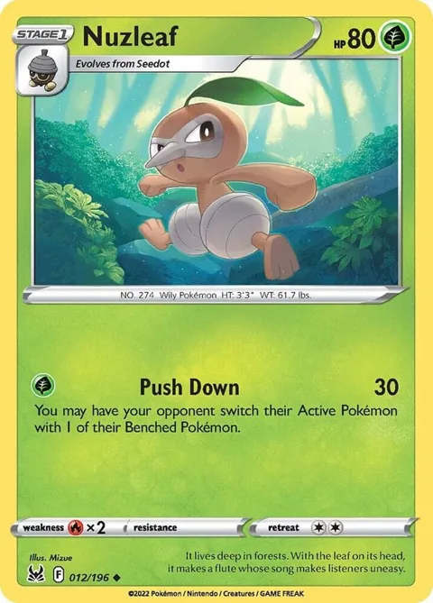 Nuzleaf #012/196 Pokémon card from Lost Origin