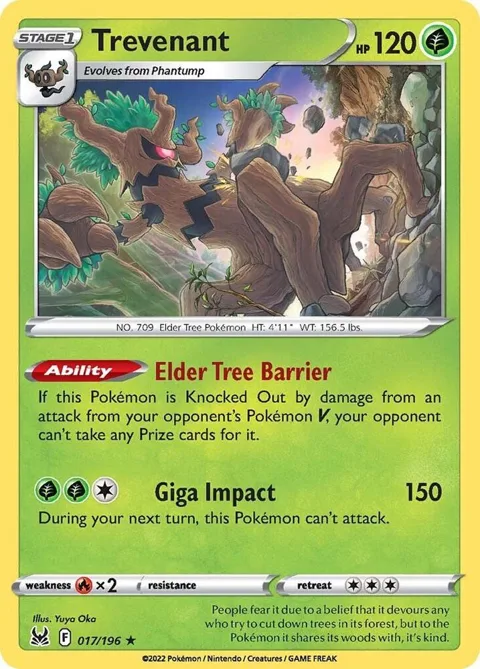 Trevenant #017/196 Holofoil Pokémon card from Lost Origin