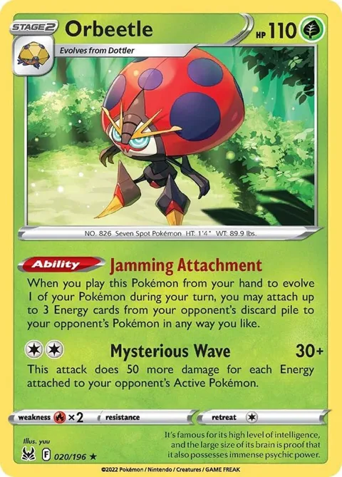 Orbeetle #020/196 Holofoil Pokémon card from Lost Origin