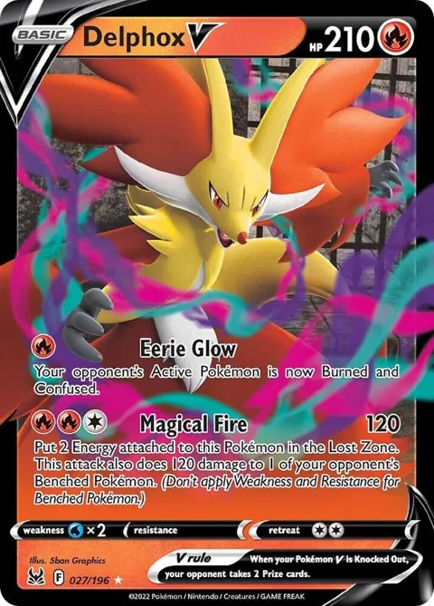 Delphox V #027/196 Holofoil Pokémon card from Lost Origin