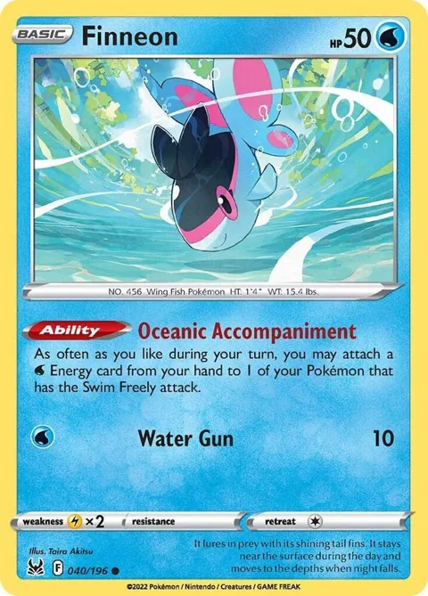 Finneon #040/196 Reverse Holofoil Pokémon card from Lost Origin