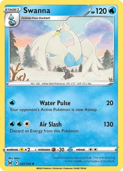 Swanna #047/196 Pokémon card from Lost Origin