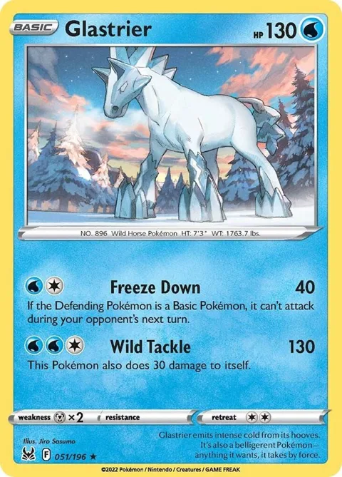 Glastrier #051/196 Holofoil Pokémon card from Lost Origin