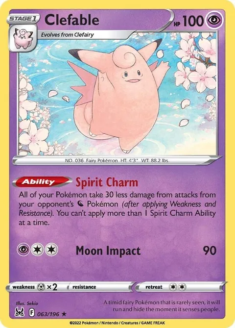 Clefable #063/196 Reverse Holofoil Pokémon card from Lost Origin