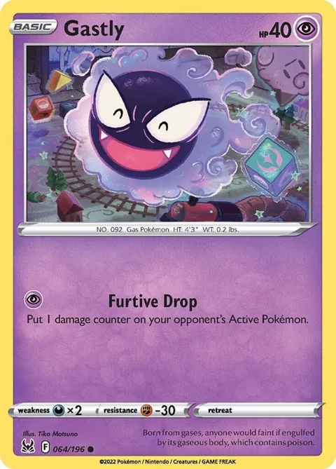 Gastly #064/196 Reverse Holofoil Pokémon card from Lost Origin
