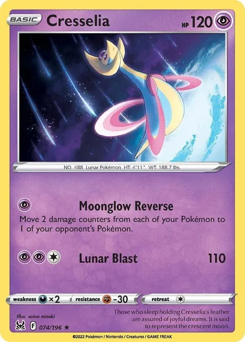 Cresselia #074/196 Reverse Holofoil Pokémon card from Lost Origin