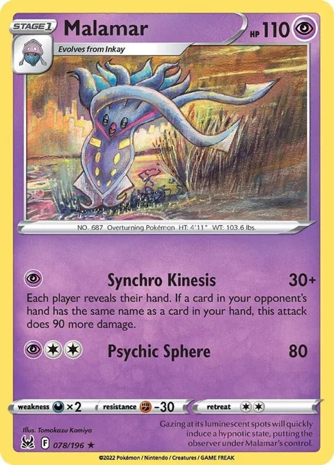 Malamar #078/196 Reverse Holofoil Pokémon card from Lost Origin