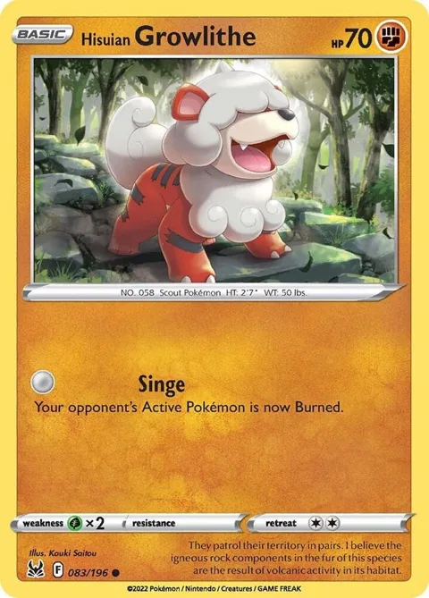 Hisuian Growlithe #083/196 Pokémon card from Lost Origin