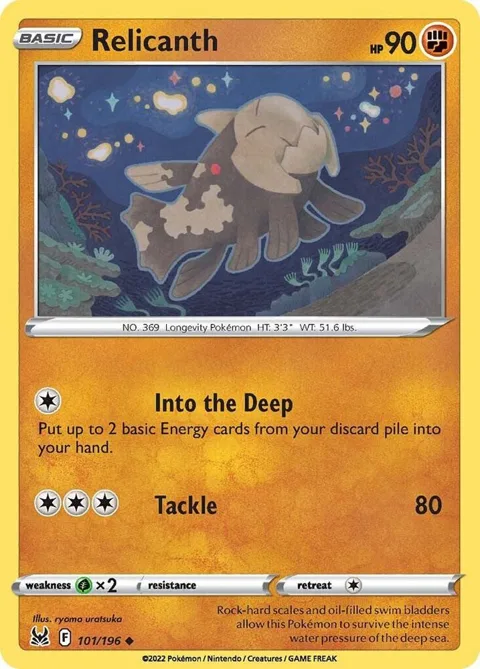 Relicanth #101/196 Reverse Holofoil Pokémon card from Lost Origin