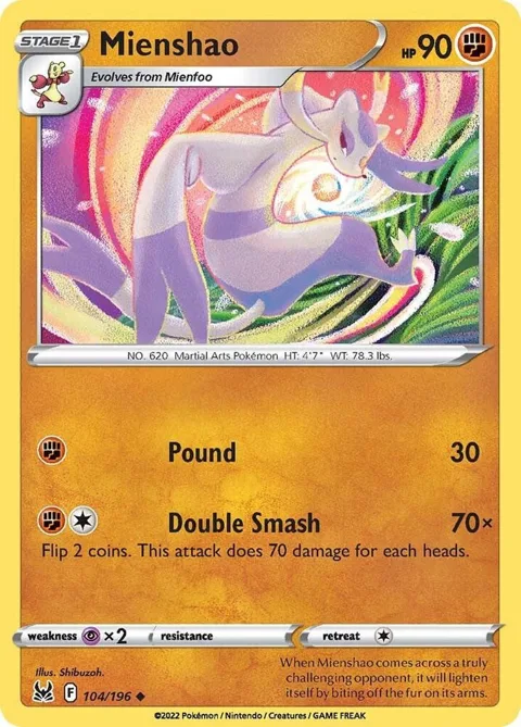 Mienshao #104/196 Pokémon card from Lost Origin