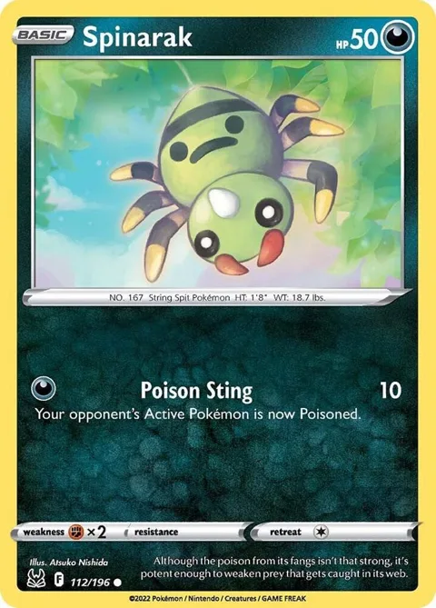 Spinarak #112/196 Pokémon card from Lost Origin