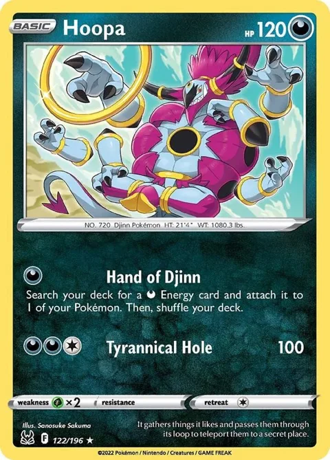 Hoopa #122/196 Reverse Holofoil Pokémon card from Lost Origin