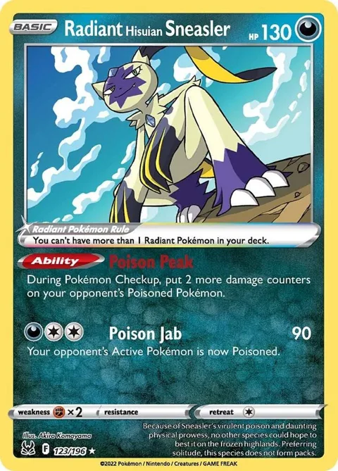 Radiant Hisuian Sneasler #123/196 Holofoil Pokémon card from Lost Origin