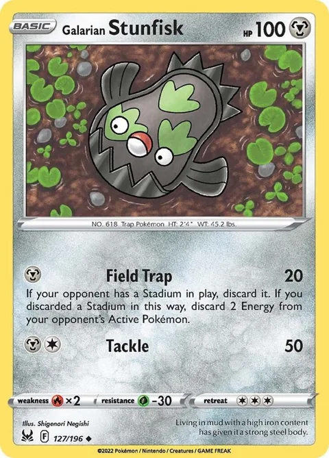 Galarian Stunfisk #127/196 Pokémon card from Lost Origin