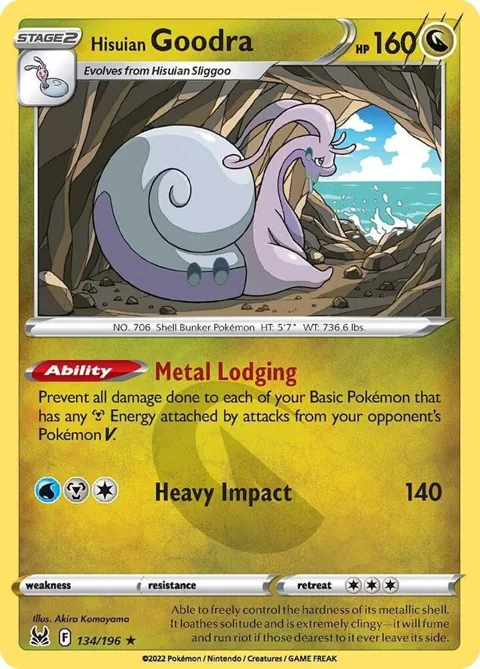 Hisuian Goodra #134/196 Holofoil Pokémon card from Lost Origin