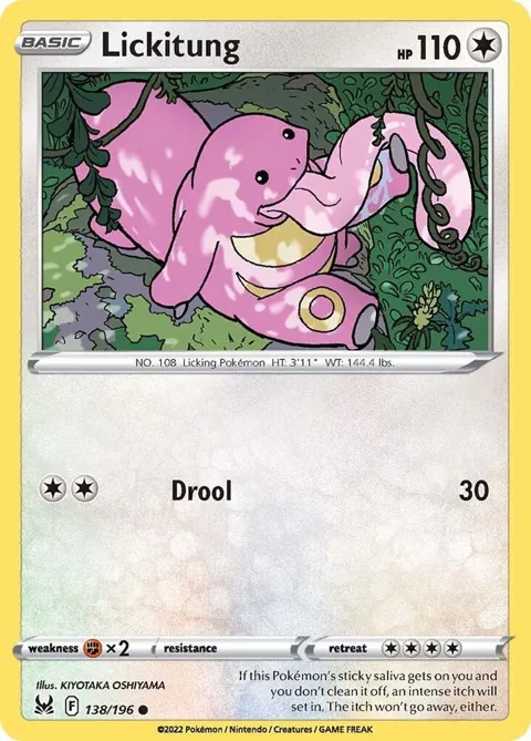Lickitung #138/196 Pokémon card from Lost Origin