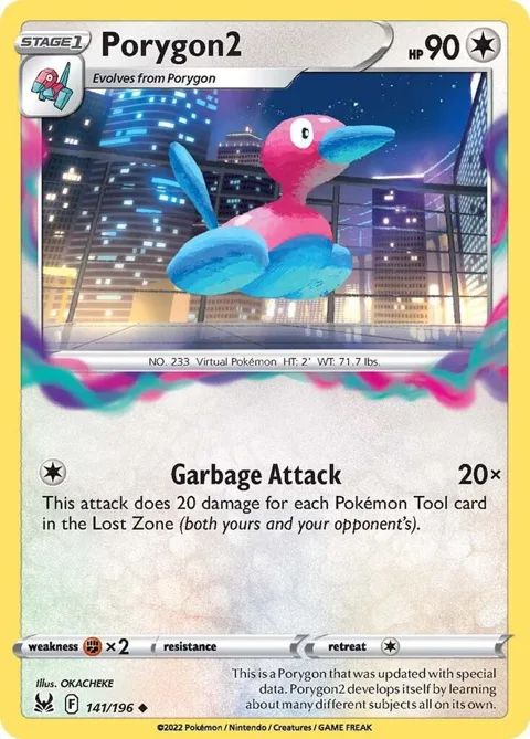 Porygon2 #141/196 Reverse Holofoil Pokémon card from Lost Origin
