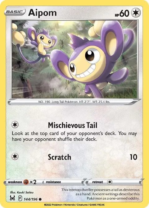 Aipom #144/196 Pokémon card from Lost Origin