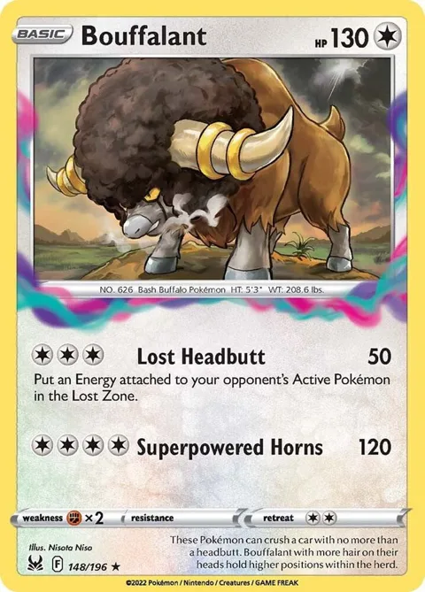 Bouffalant #148/196 Reverse Holofoil Pokémon card from Lost Origin