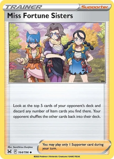 Miss Fortune Sisters #164/196 Pokémon card from Lost Origin