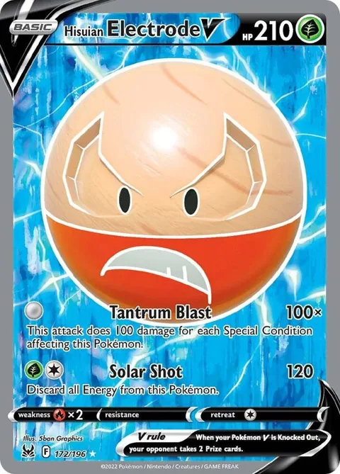 Hisuian Electrode V Full Art #172/196 Holofoil Pokémon card from Lost Origin