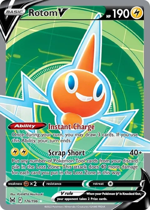 Rotom V Full Art #176/196 Holofoil Pokémon card from Lost Origin