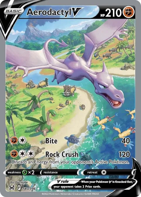 Aerodactyl V Alt Art #180/196 Holofoil Pokémon card from Lost Origin