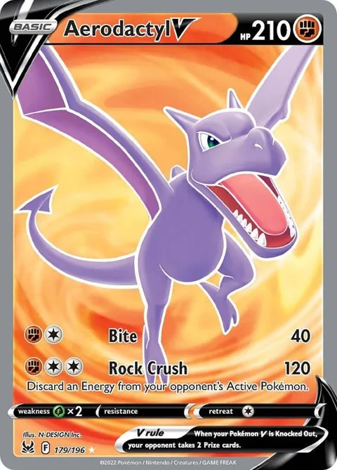 Aerodactyl V Full Art #179/196 Holofoil Pokémon card from Lost Origin
