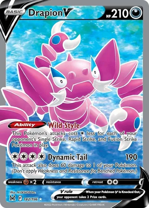 Drapion V Full Art #182/196 Holofoil Pokémon card from Lost Origin