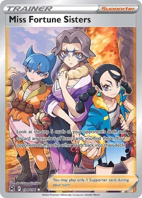 Miss Fortune Sisters Full Art #194/196 Holofoil Pokémon card from Lost Origin