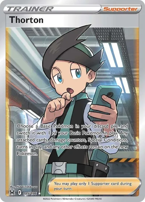Thorton Full Art #195/196 Holofoil Pokémon card from Lost Origin