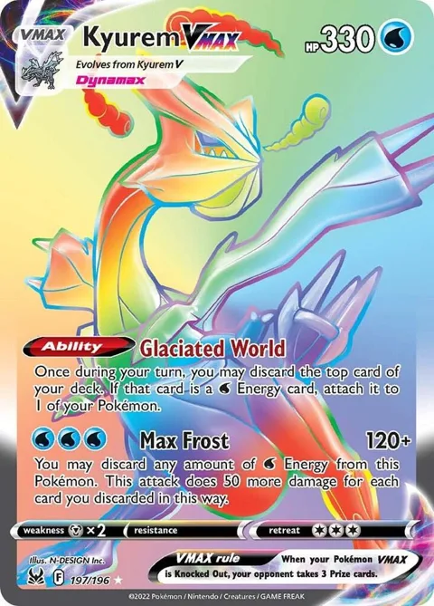 Kyurem VMAX Secret Rare #197/196 Holofoil Pokémon card from Lost Origin