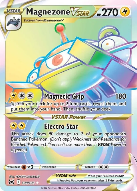 Magnezone VSTAR Secret Rare #198/196 Holofoil Pokémon card from Lost Origin