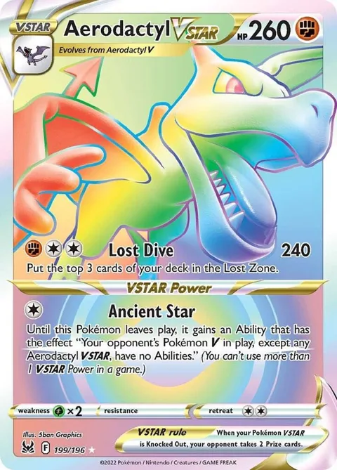Aerodactyl VSTAR Secret Rare #199/196 Holofoil Pokémon card from Lost Origin